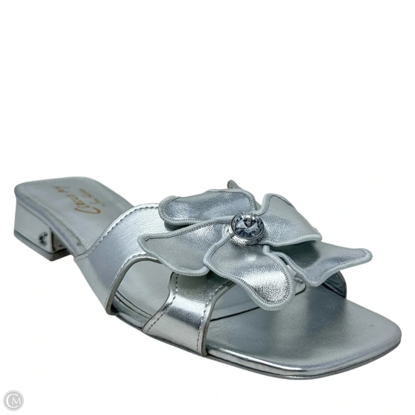 Jolie Flower Block-Heel Slide Sandals By Circus By Sam Edelman In Silver, Size: 9