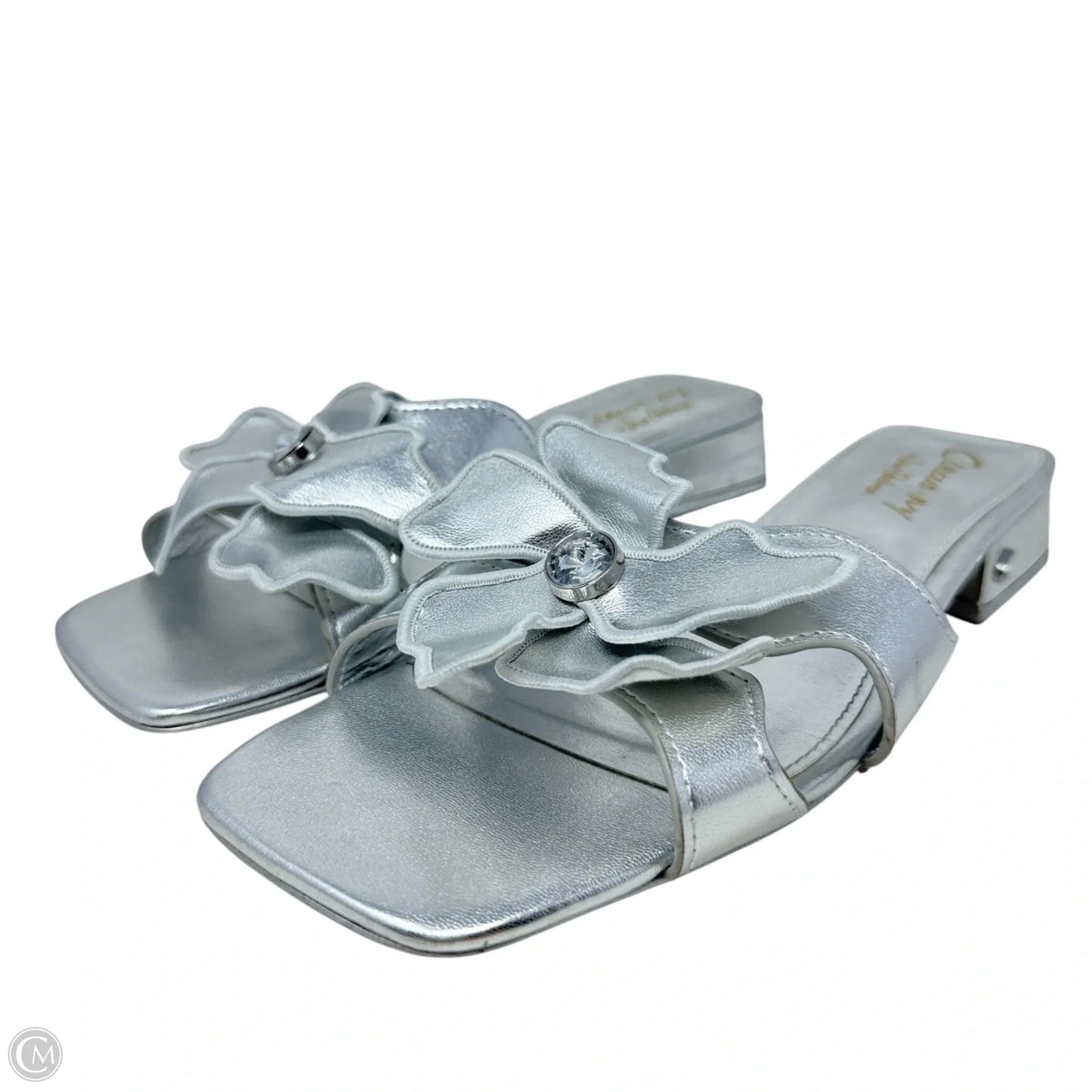 Jolie Flower Block-Heel Slide Sandals By Circus By Sam Edelman In Silver, Size: 9