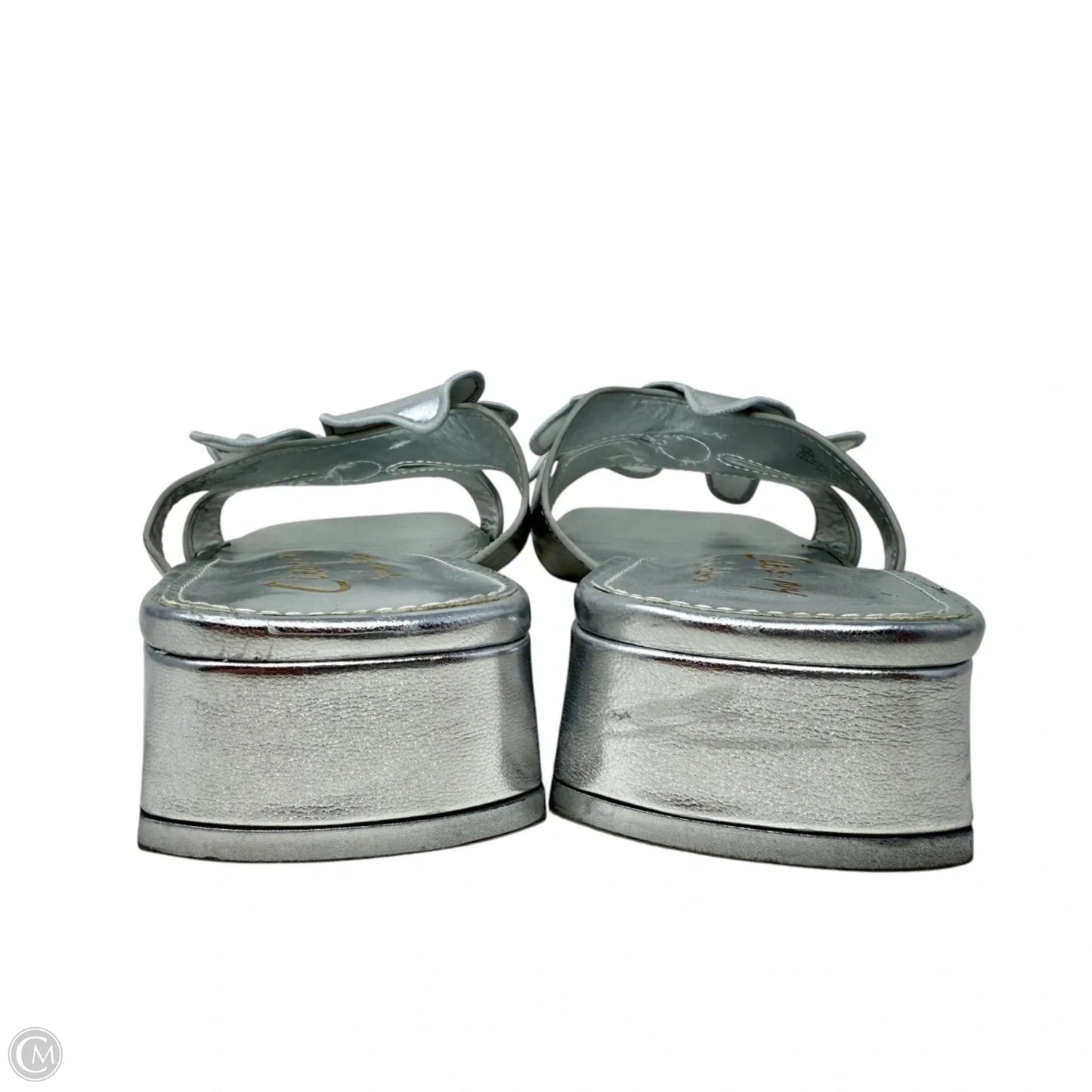 Jolie Flower Block-Heel Slide Sandals By Circus By Sam Edelman In Silver, Size: 9