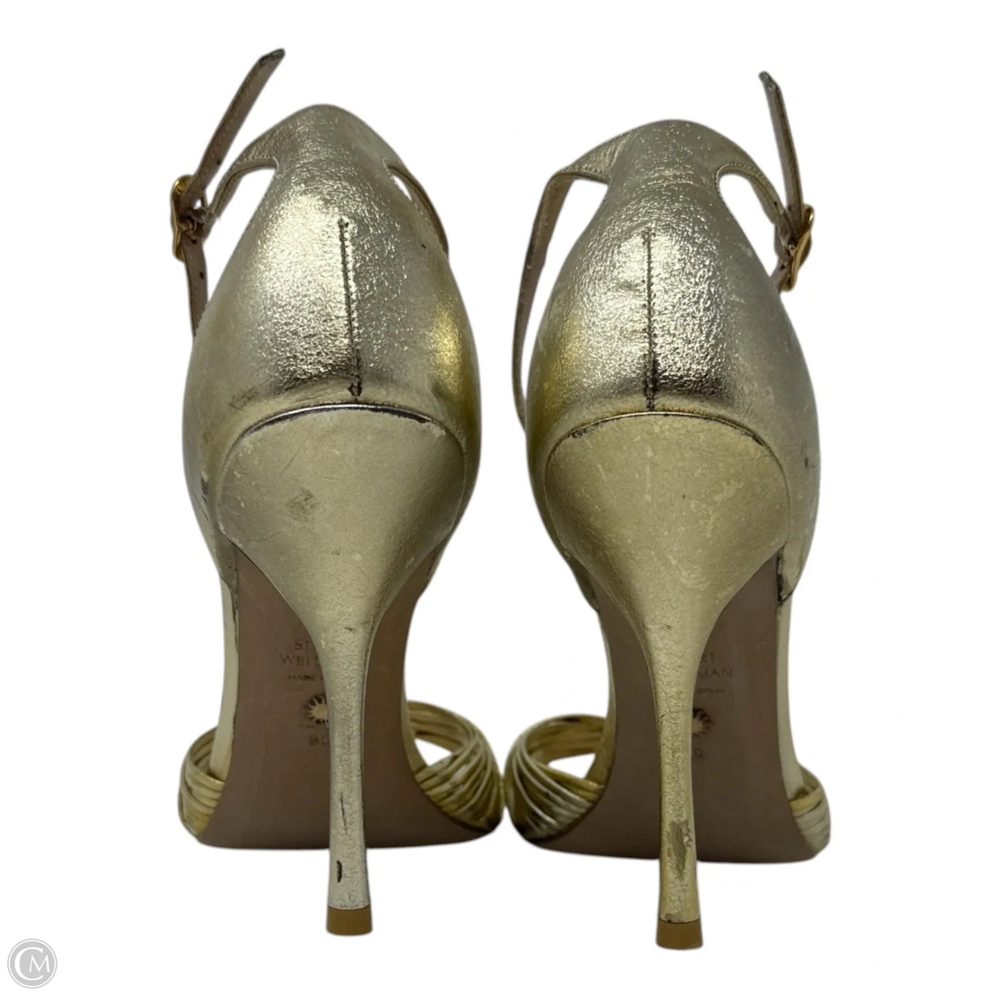 Paulette Sandals Designer By Stuart Weitzman In Gold, Size: 8.5