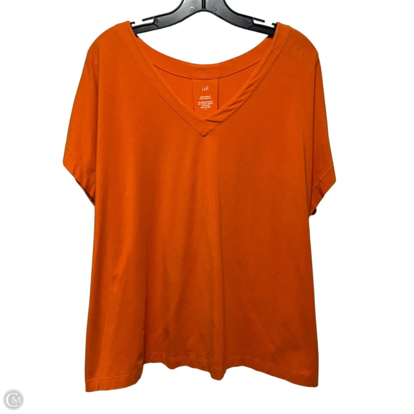Pleat Back Tee Top Short Sleeve Basic By J. Jill In Orange, Size: 2x