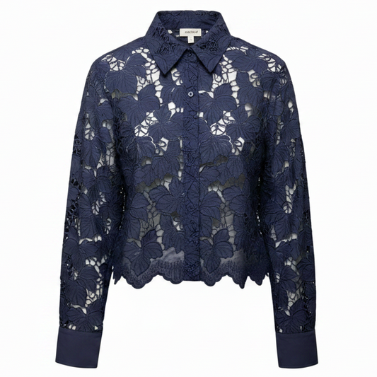 Seychelle Lace Crop Top Long Sleeve By L’Agence In Navy, Size: XS