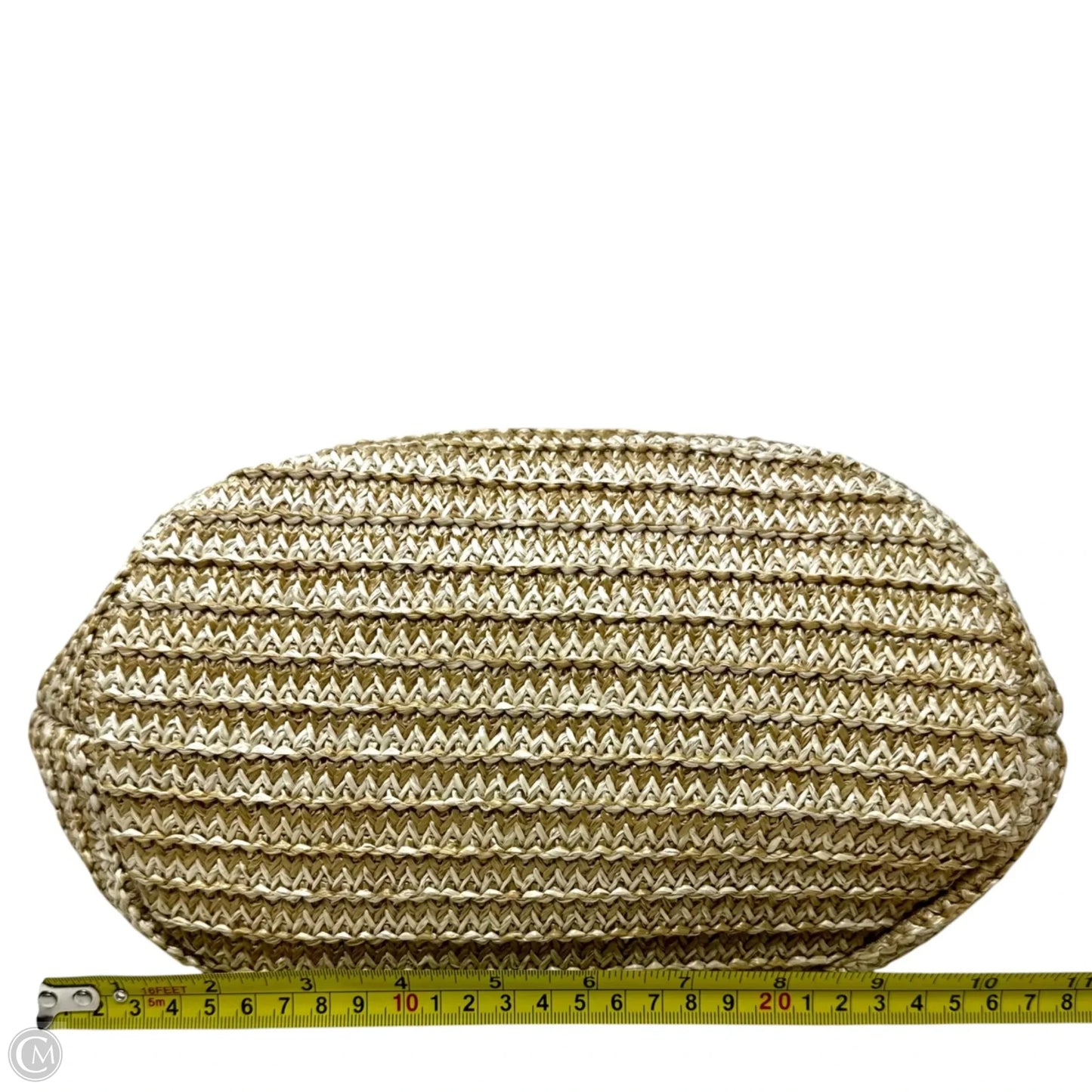 Bamboo Top Handle Pineapple Embroidered Woven Tote, Size: Medium