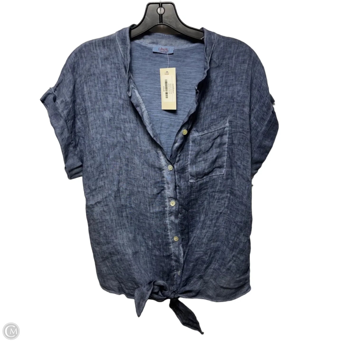 Melody Linen Top Short Sleeve By Scandal In Blue, Size: M