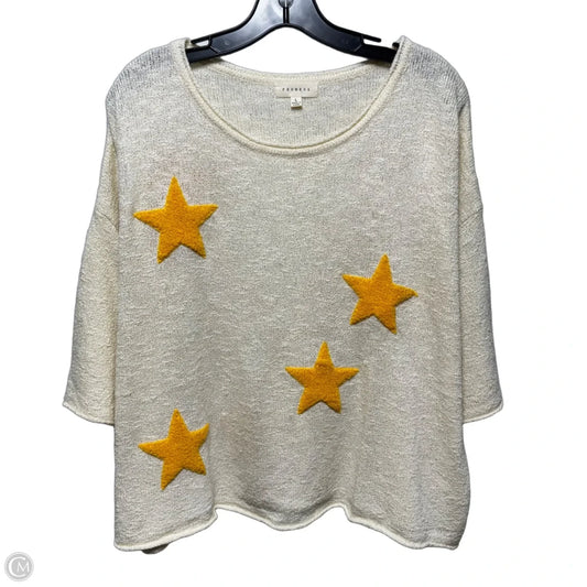 Star Sweater By Promesa In Cream & Yellow, Size: L