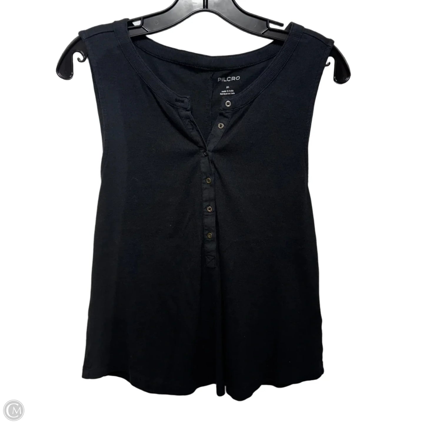 Andie Sleeveless Henley Top
 By Pilcro In Black, Size: XL