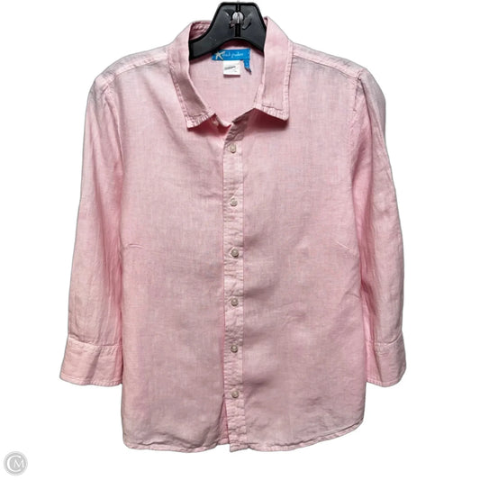 Linen Top Long Sleeve By Fresh Produce In Pink, Size: S
