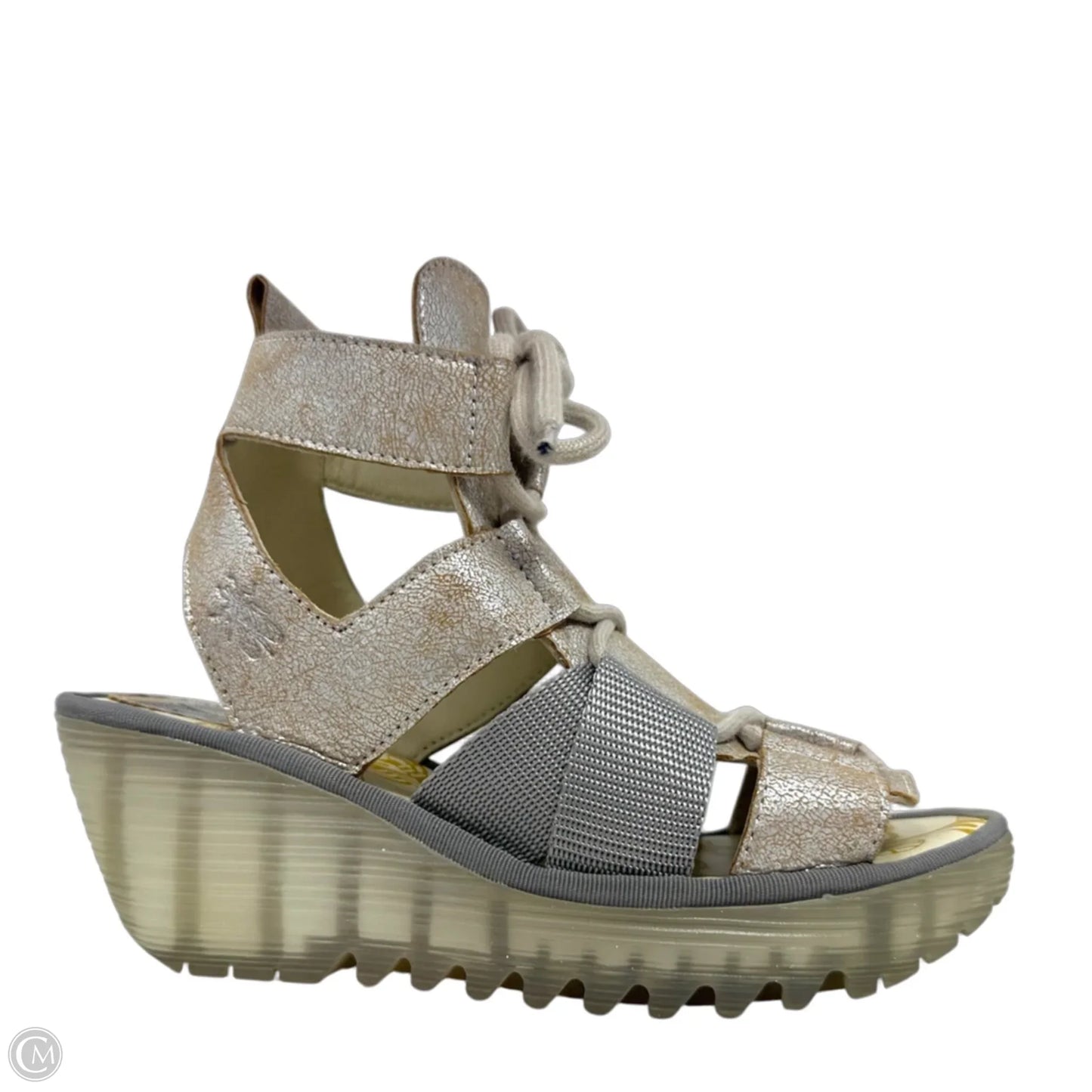 Yaca Lace Up Wedge Sandals By Fly London In Bronze, Size: 6