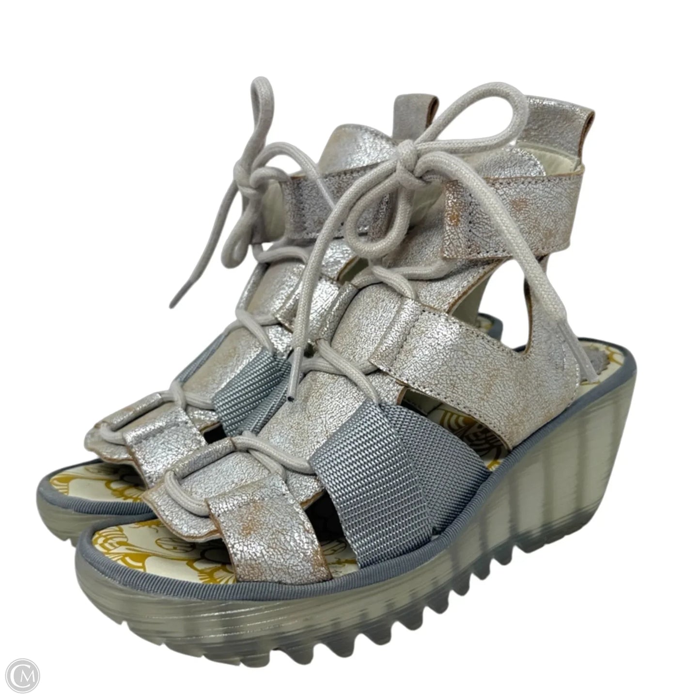 Yaca Lace Up Wedge Sandals By Fly London In Bronze, Size: 6