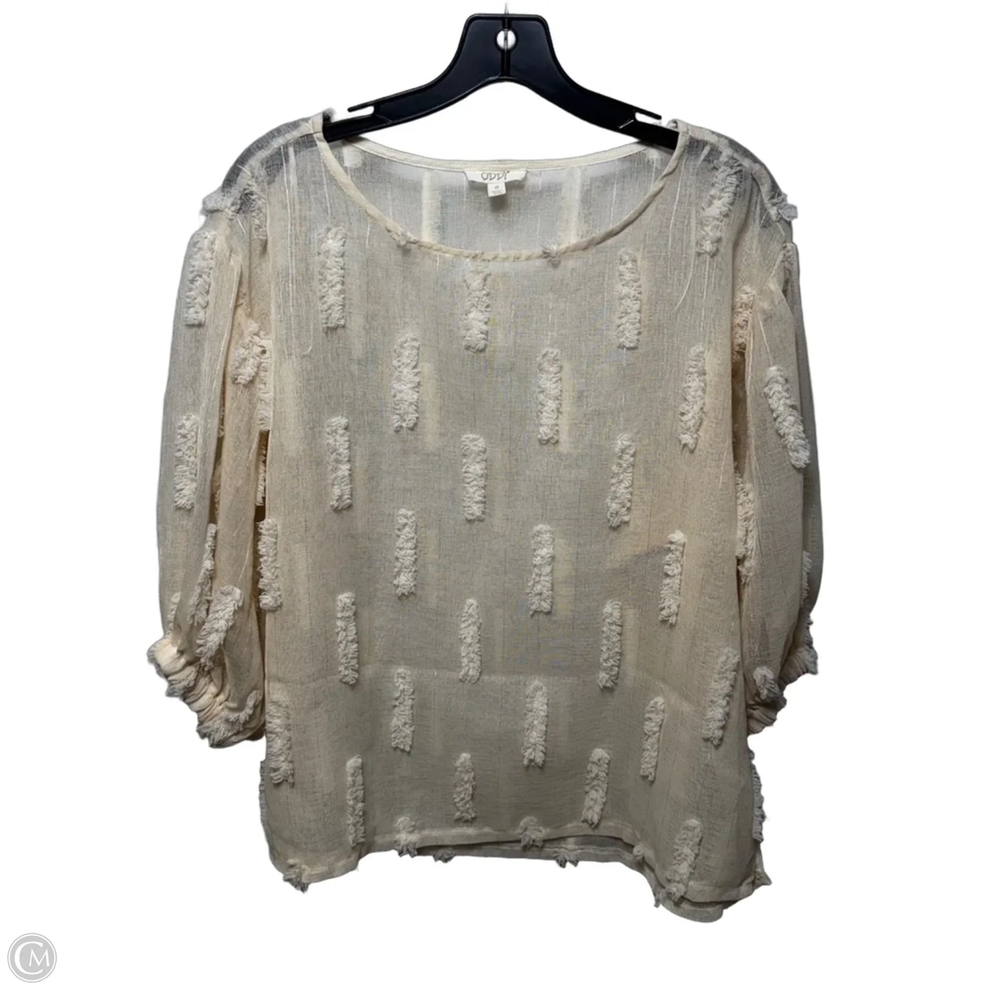 Top 3/4 Sleeve By Oddi In Cream, Size: M
