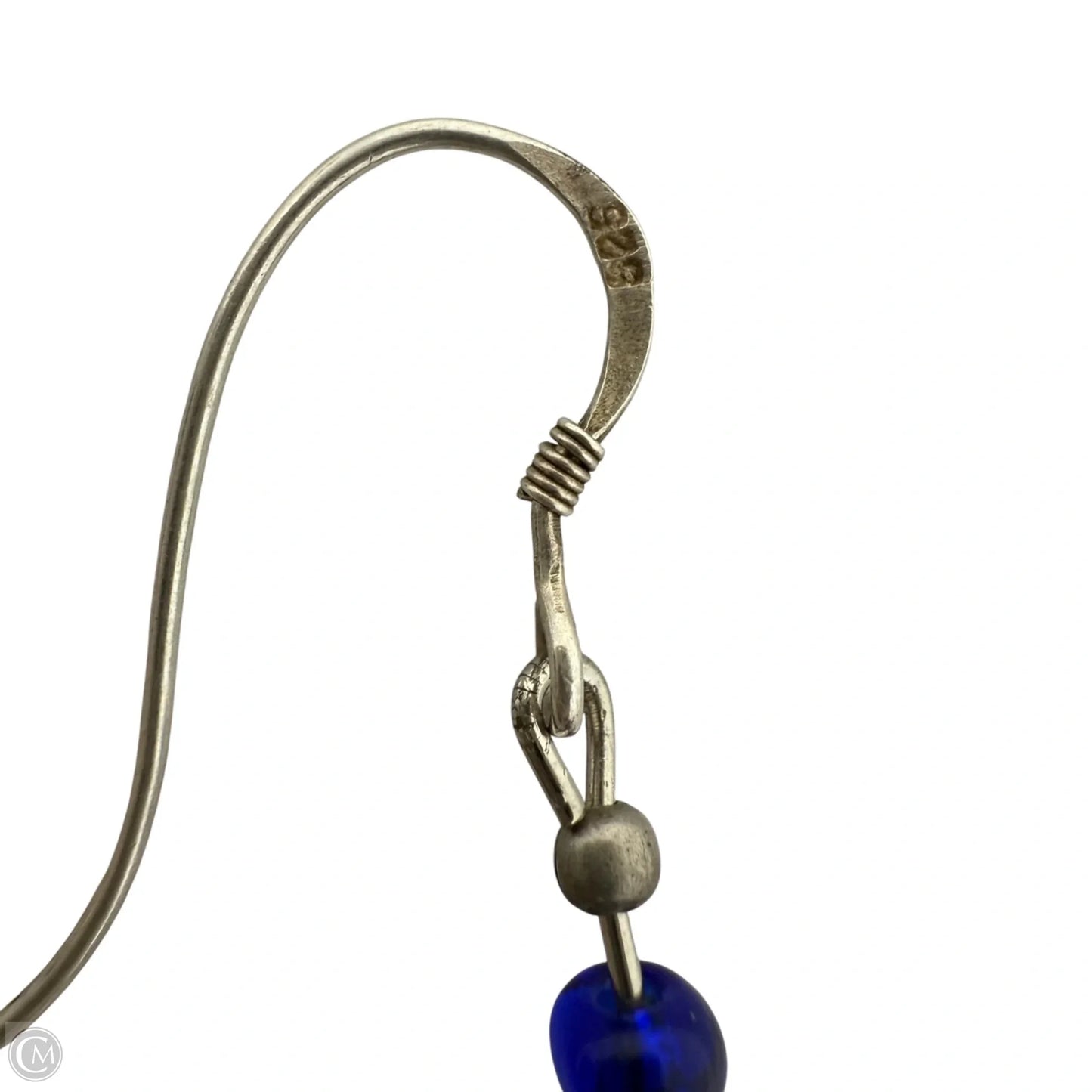 Sterling Silver & Venetian Murano Glass Bead Evil Eye Dangle Earrings