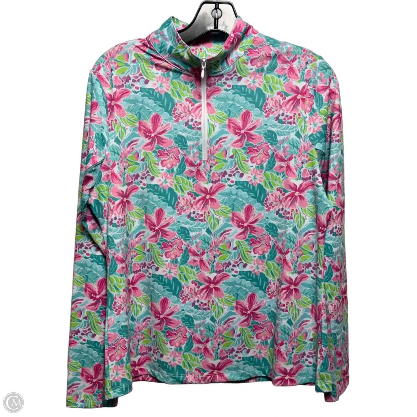 Athletic Top Long Sleeve Collar By Gottex In Floral Print, Size: M