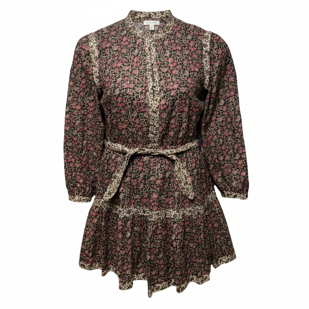 Claudine Belted Mini Dress By La Vie Rebecca Taylor In Floral Print, Size: M