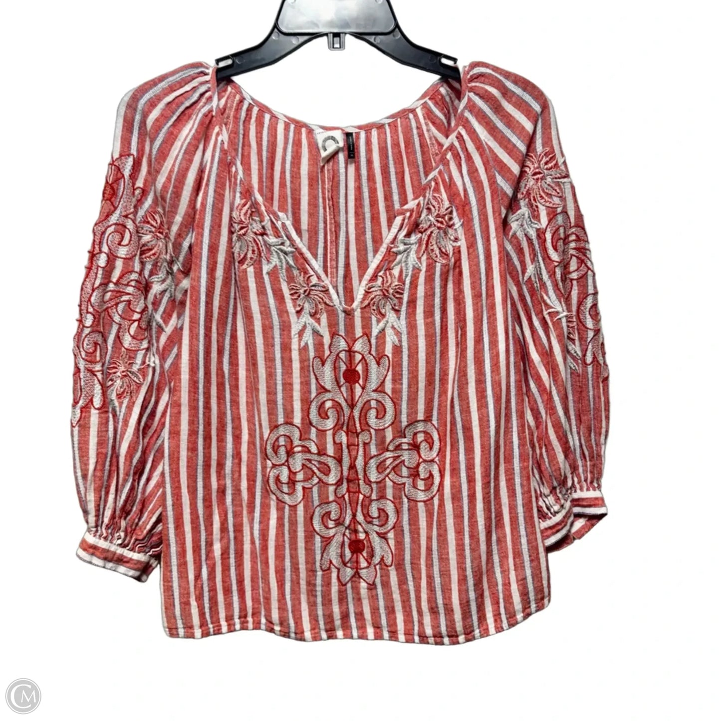 Embroidered Top Long Sleeve By Akemi And Kin In Striped Pattern, Size: XS