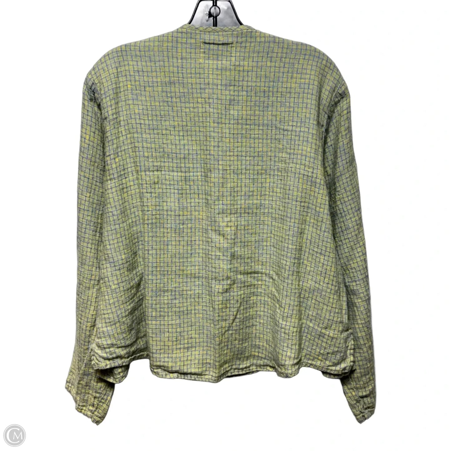 Linen Wrap Jacket By Flax In Blue & Yellow, Size: M