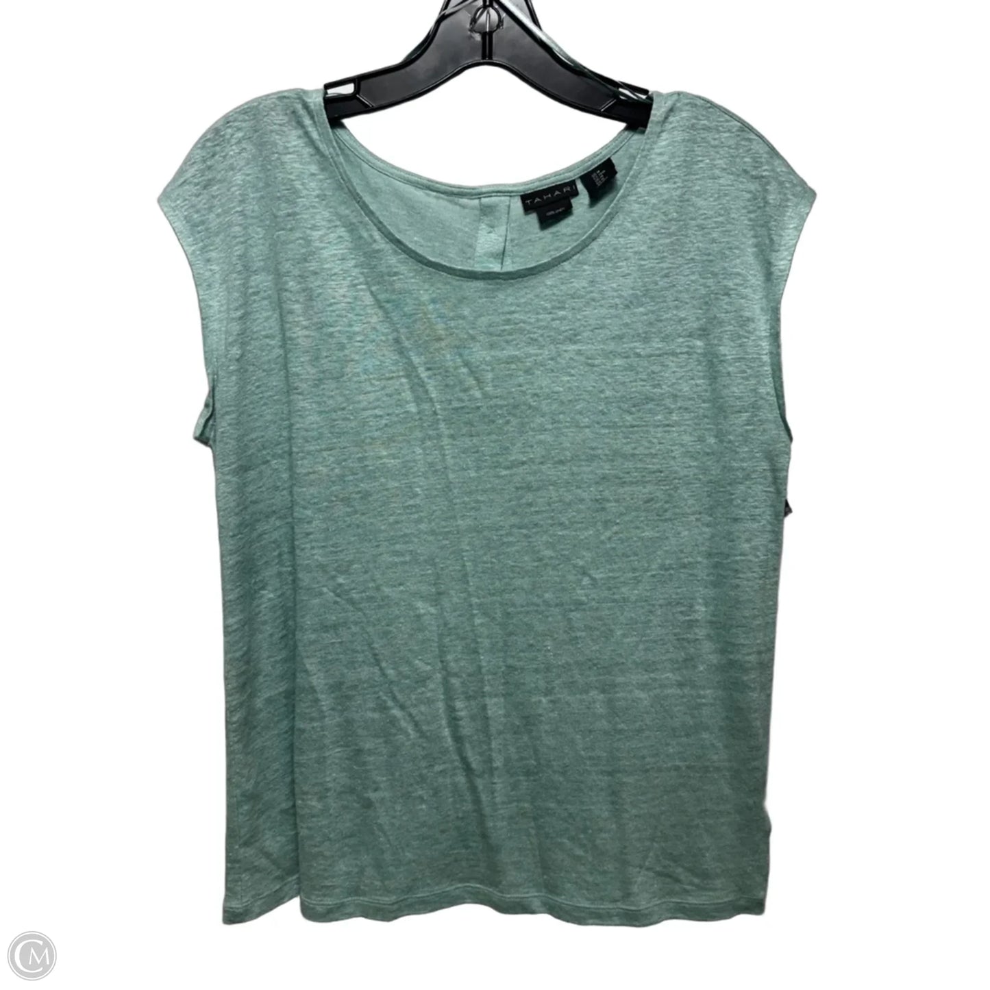 Linen Top Sleeveless By Tahari In Aqua, Size: M