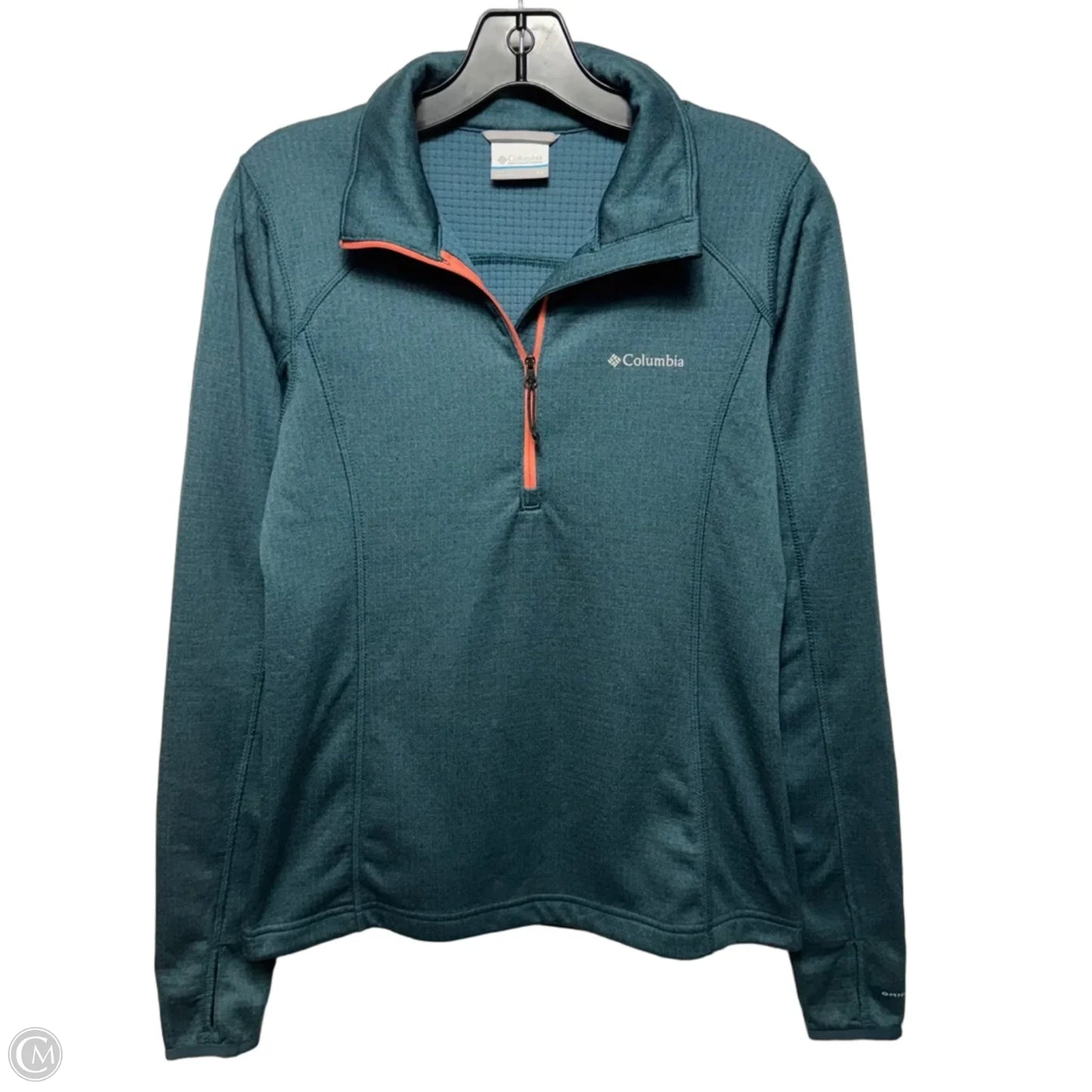Athletic Top Long Sleeve Collar By Columbia In Teal, Size: Xs