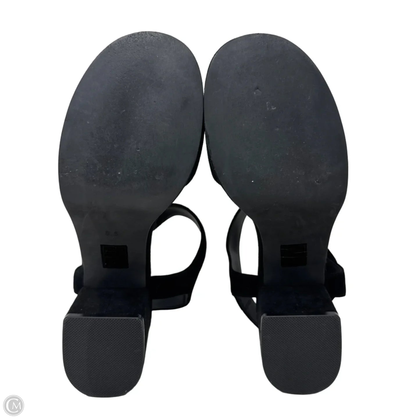 Horsebit Shoes Heels Block By Jeffrey Campbell In Black & Gold, Size: 8.5