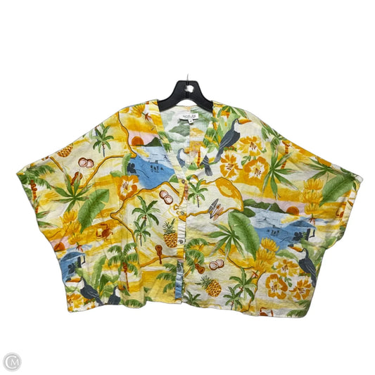 Linen-Rayon Top Short Sleeve By Rachel Zoe In Tropical Print, Size: M