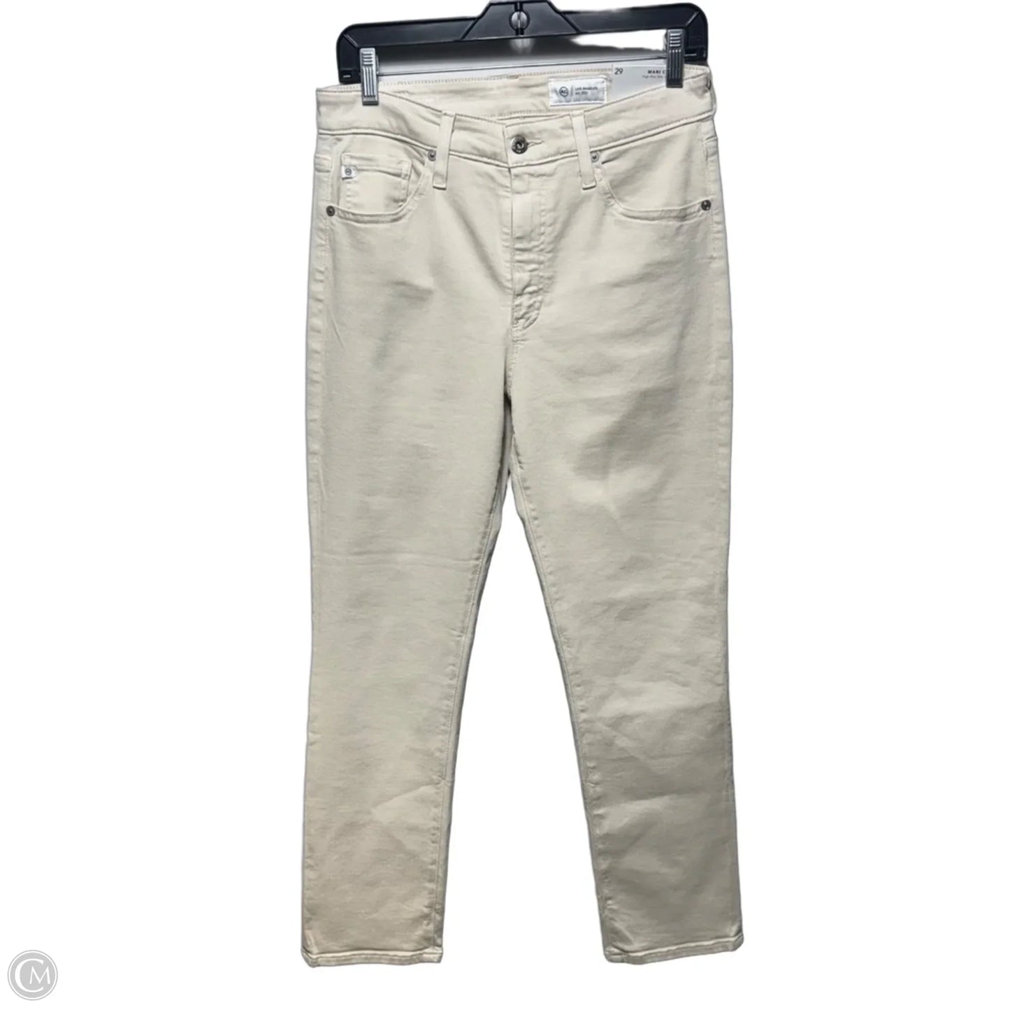 Mari High Rise Slim Crop Jeans Straight By Adriano Goldschmied In Cream Denim, Size: 8/29