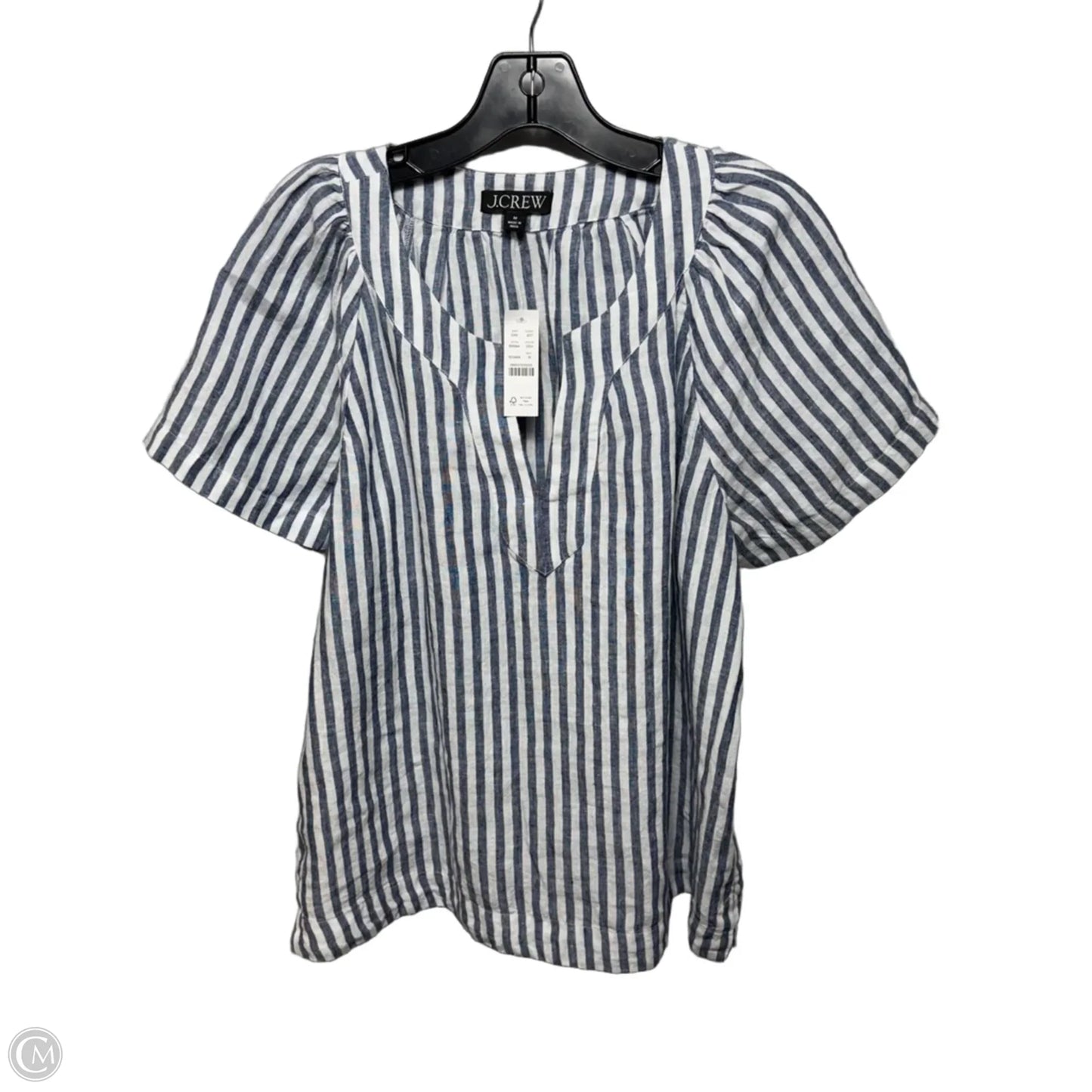 Linen Top Short Sleeve By J. Crew In Striped Pattern, Size: M