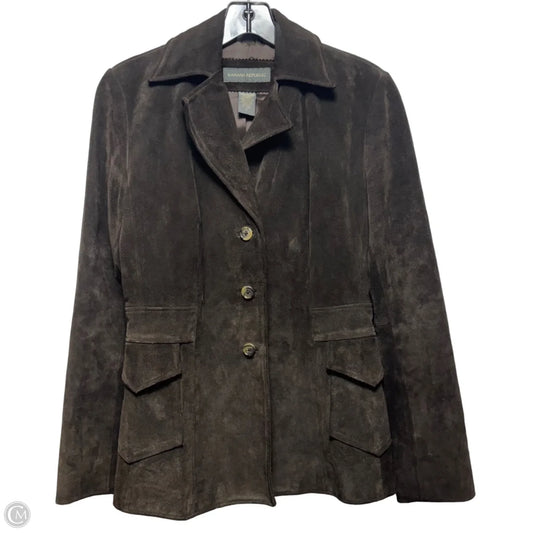 Jacket Leather By Banana Republic In Brown, Size: S