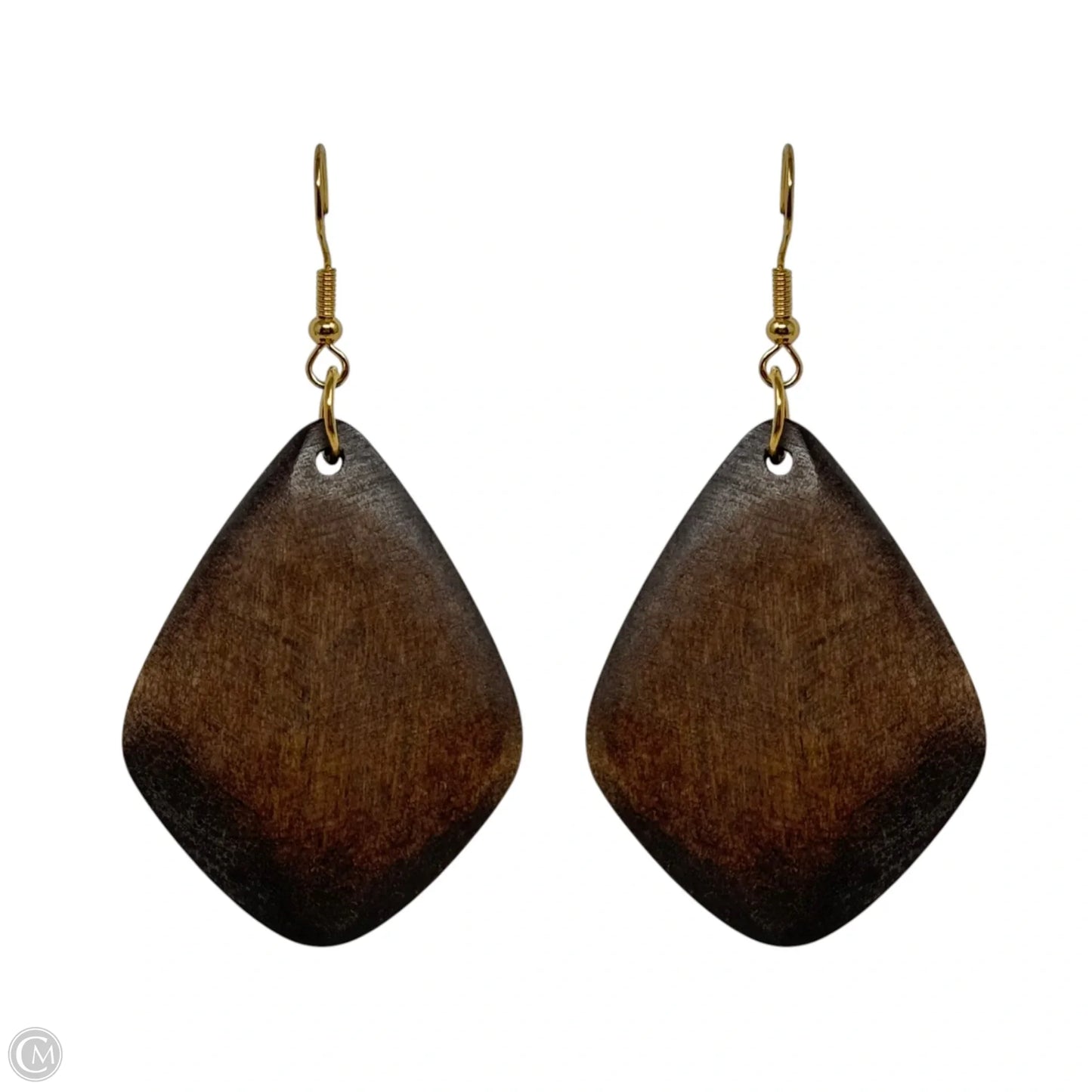 Wood Diamond Dangle Earrings