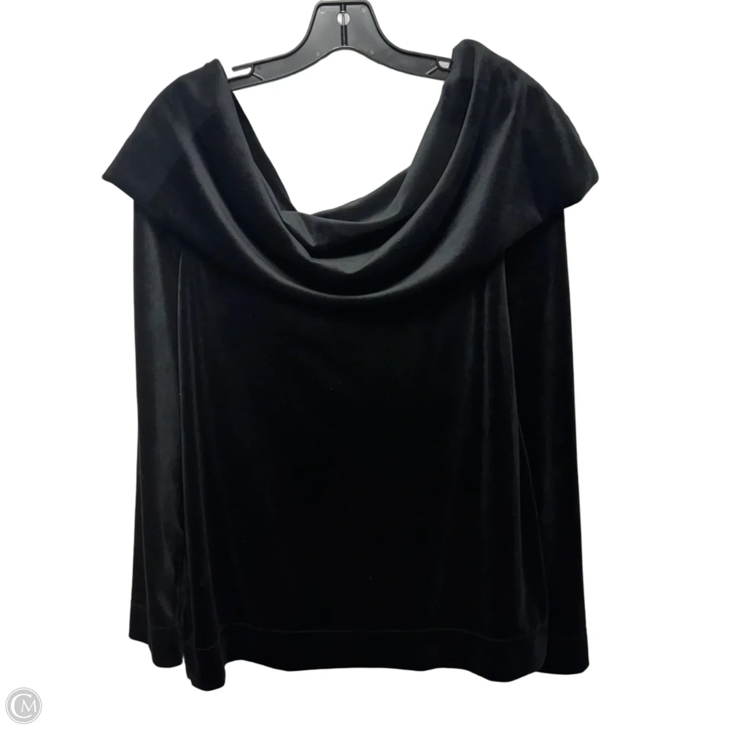 Off Shoulder Velour Top Long Sleeve Designer By Lilly Pulitzer In Black, Size: Xxl