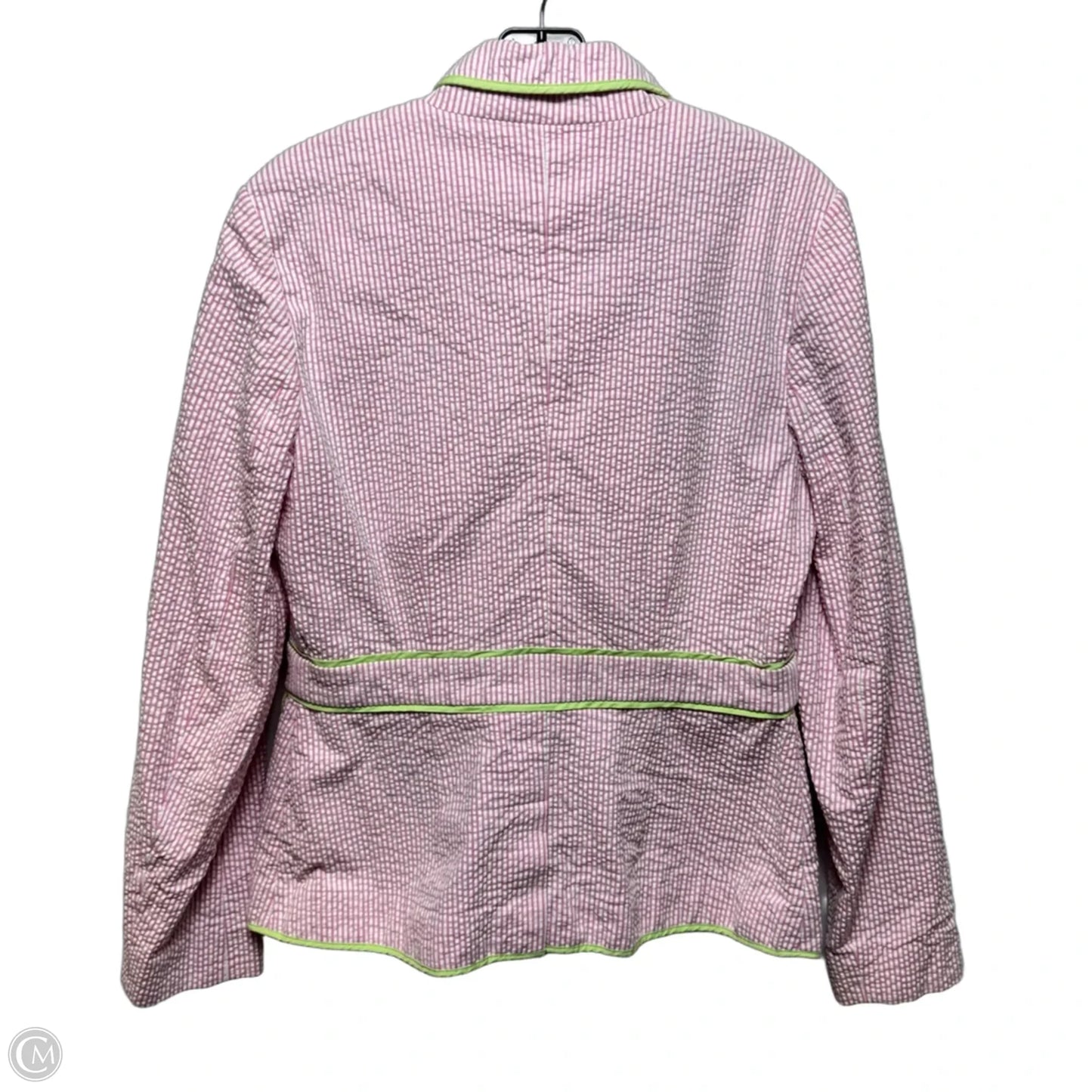 Vintage Seersucker Blazer Designer By Lilly Pulitzer In Striped Pattern, Size: 12