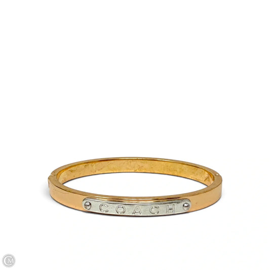 Logo Plate Hinged Bangle Bracelet Designer By Coach