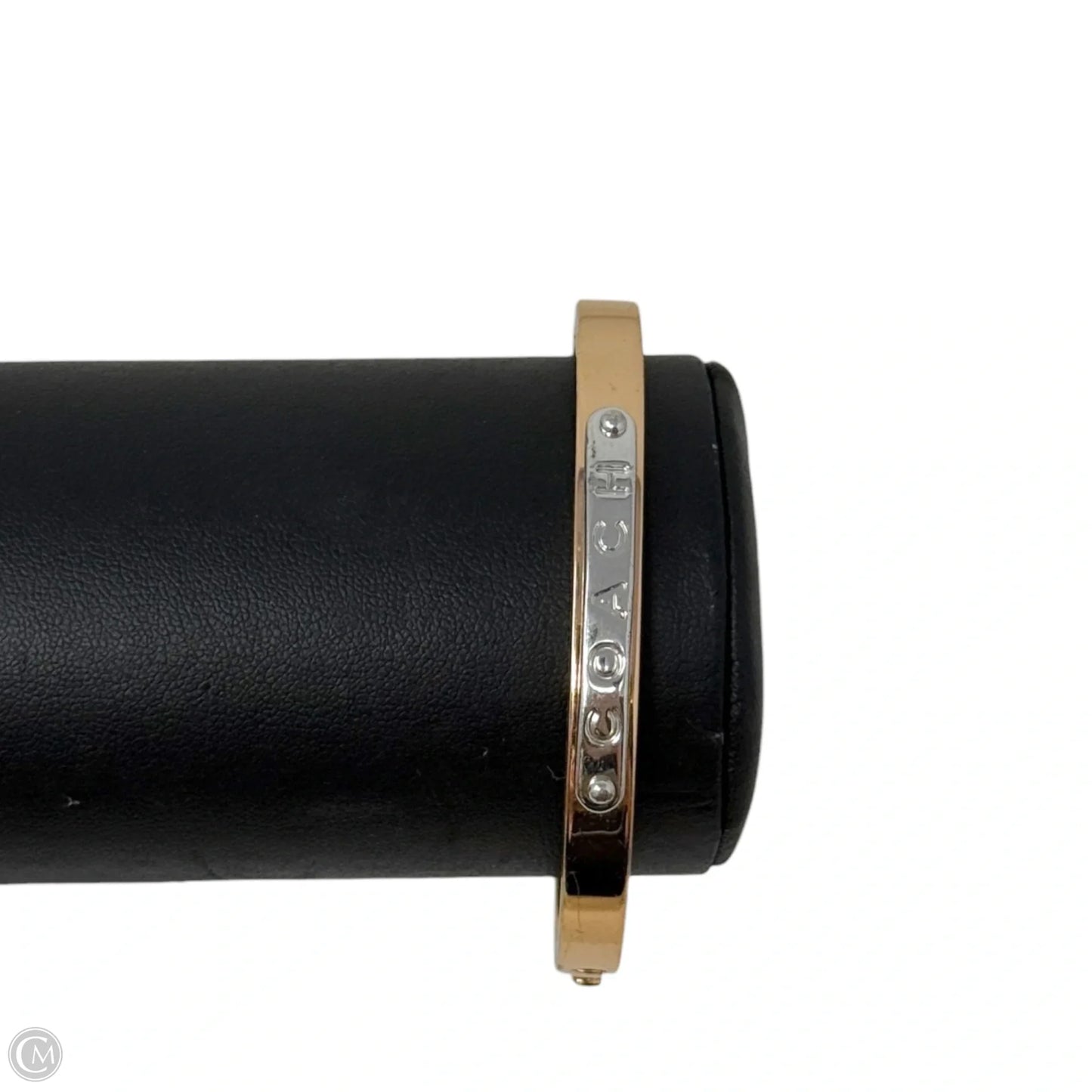 Logo Plate Hinged Bangle Bracelet Designer By Coach