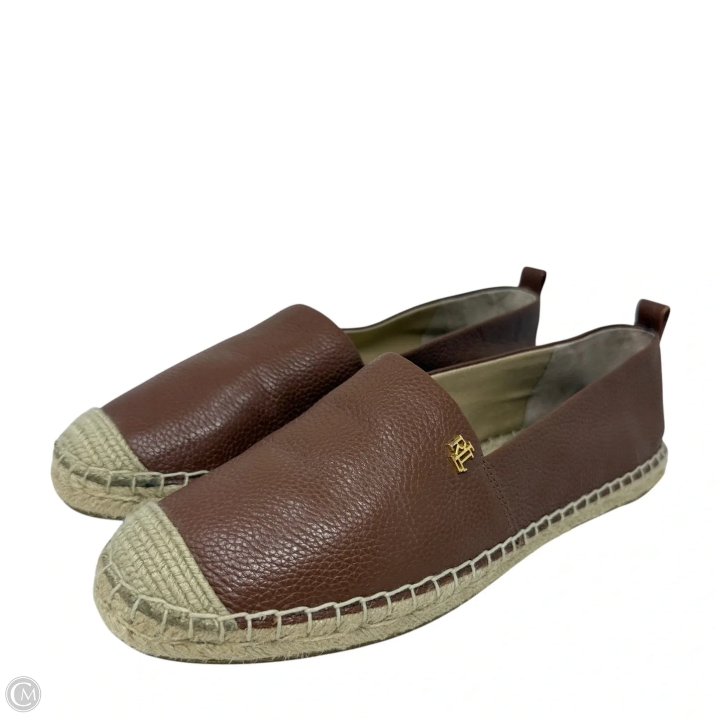 Cameryn Leather Espadrilles By Lauren By Ralph Lauren In Tan, Size: 8