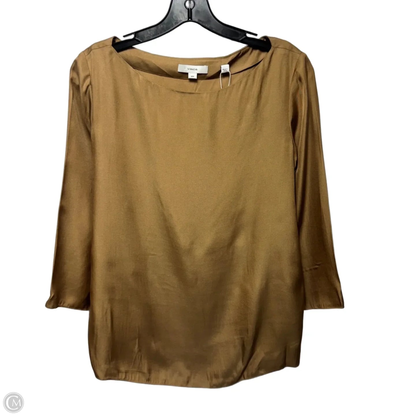 Silk Blend Top Long Sleeve By Vince In Tan, Size: M