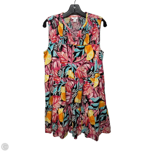 Linen-Cotton Dress Casual Short By Crown And Ivy In Multi-colored, Size: L