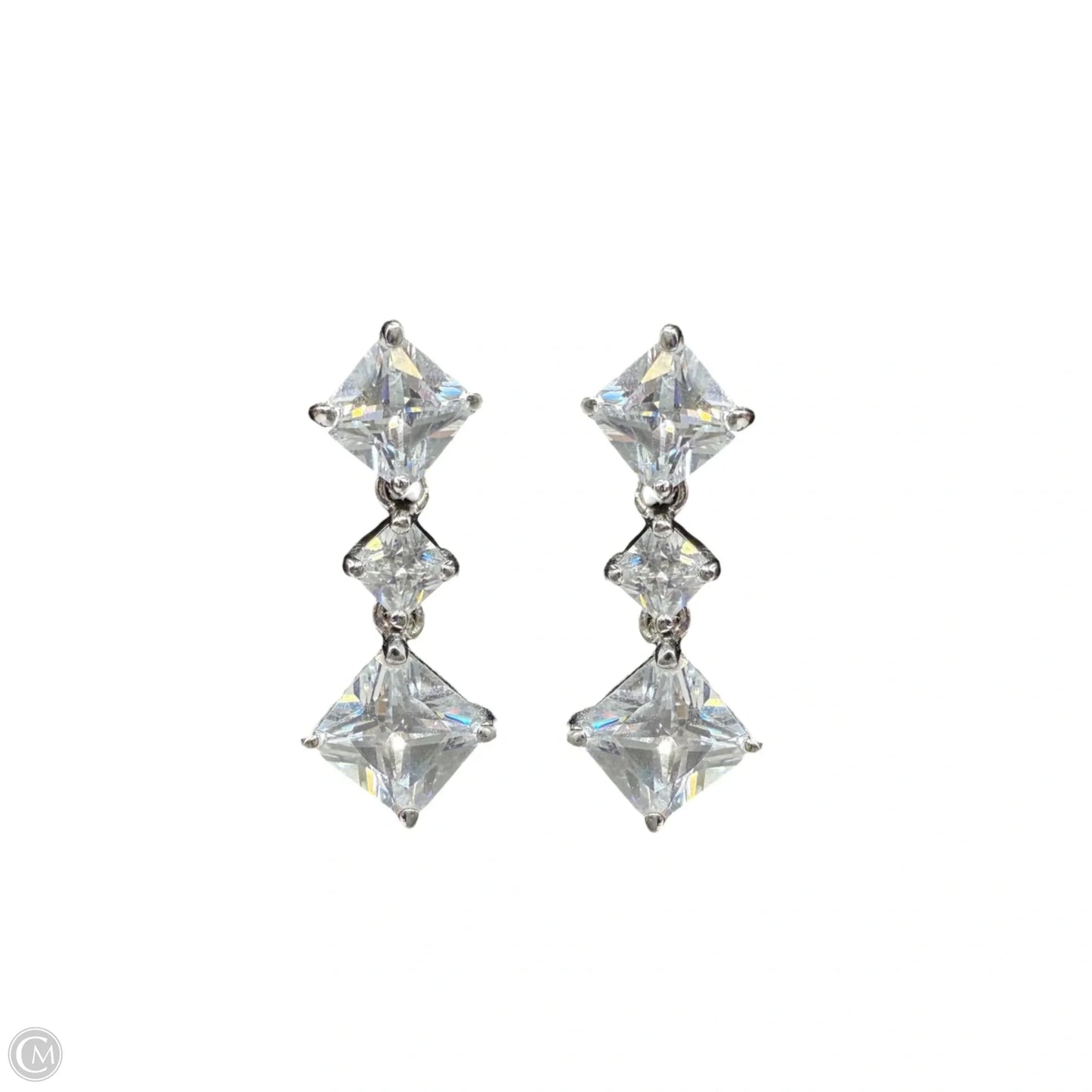Princess Cut Graduated Drop Earrings