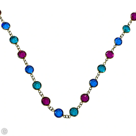 Vintage Multicolor Bezel-Set Crystal Station Necklace Designer By Swarovski