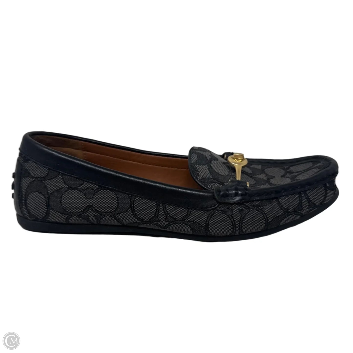 Signature Loafer Shoes Designer By Coach In Black & Grey, Size: 9