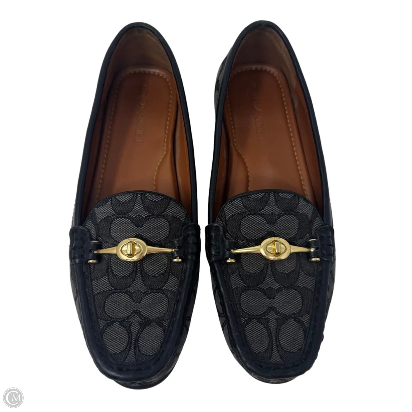 Signature Loafer Shoes Designer By Coach In Black & Grey, Size: 9