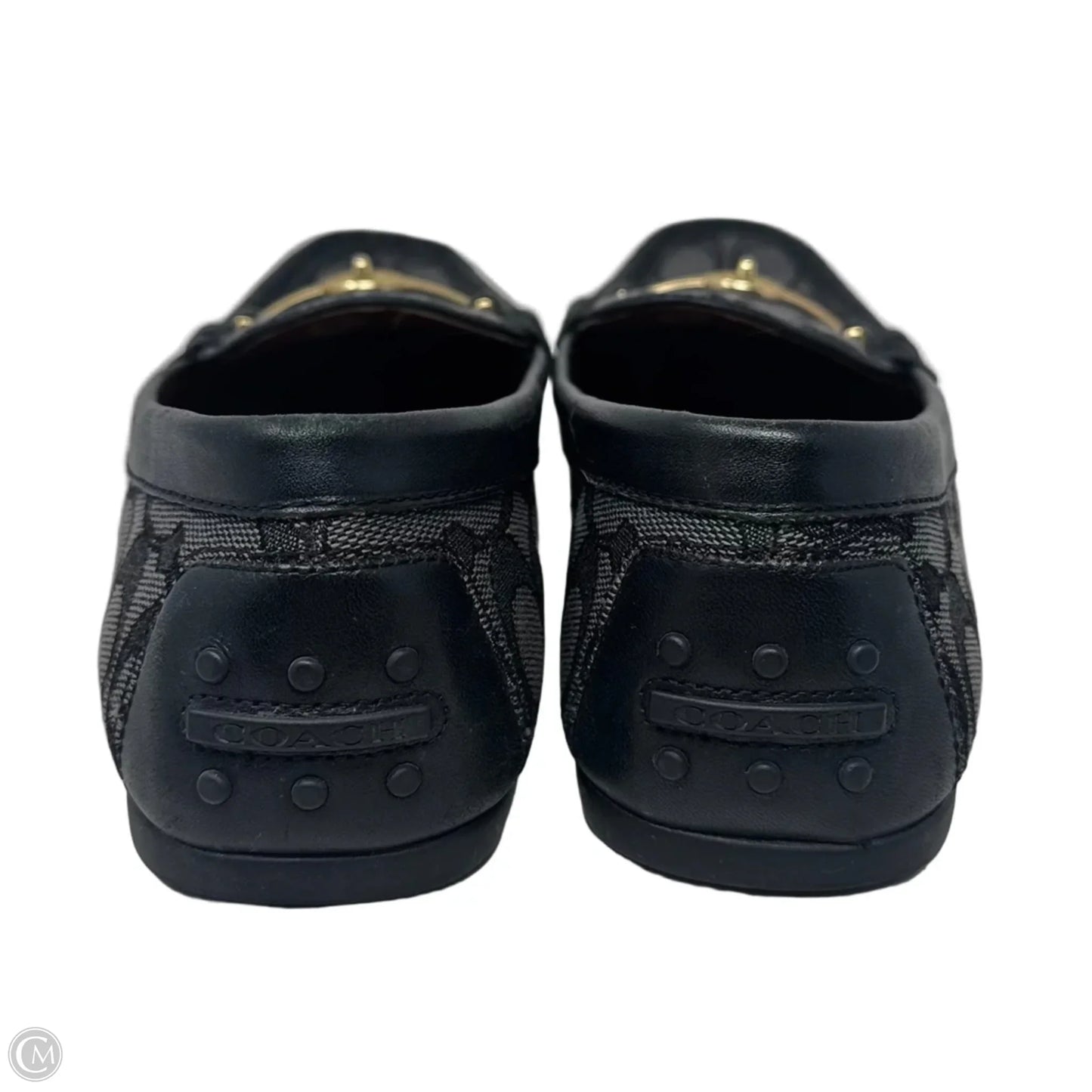 Signature Loafer Shoes Designer By Coach In Black & Grey, Size: 9