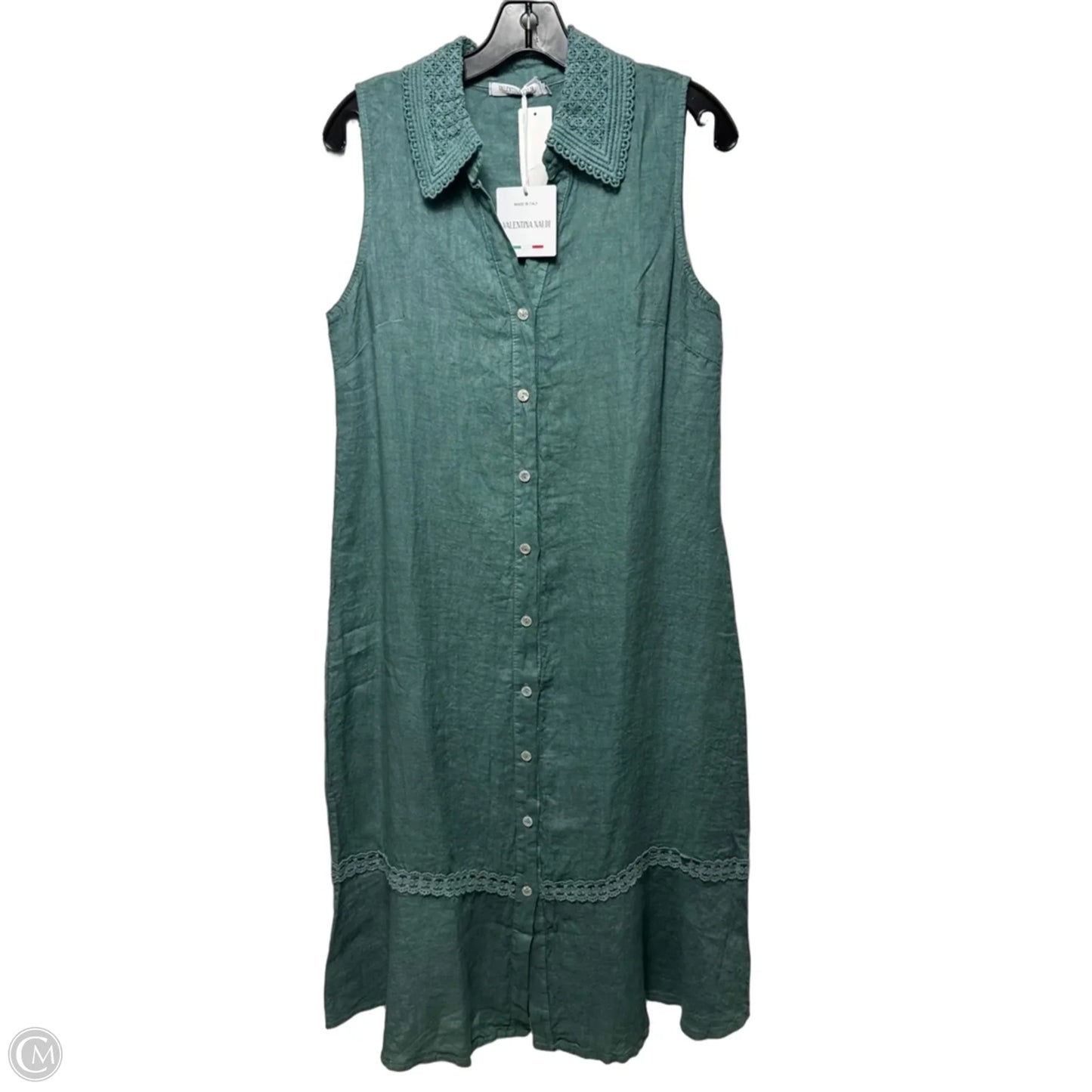 Linen Dress Casual Maxi By Valentina Naldi In Green, Size: S