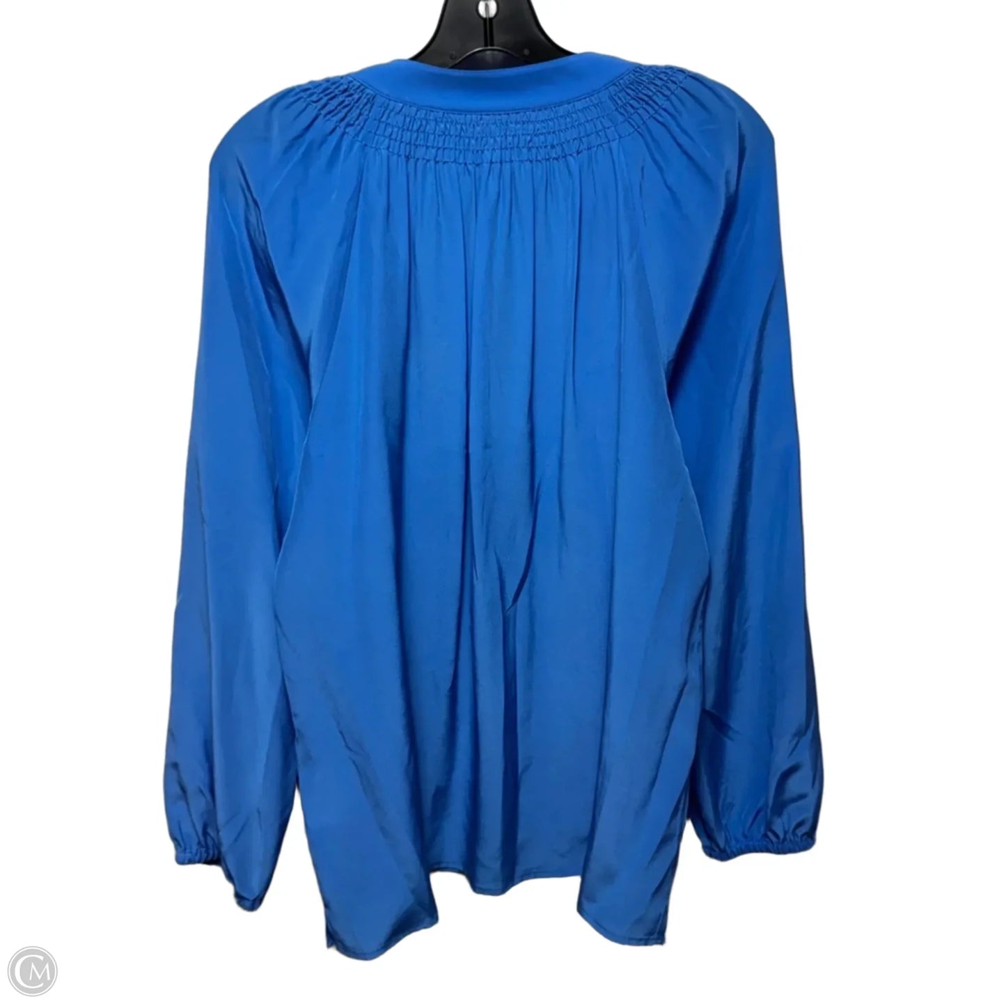 Silk Top Long Sleeve Designer By Lilly Pulitzer In Blue, Size: M
