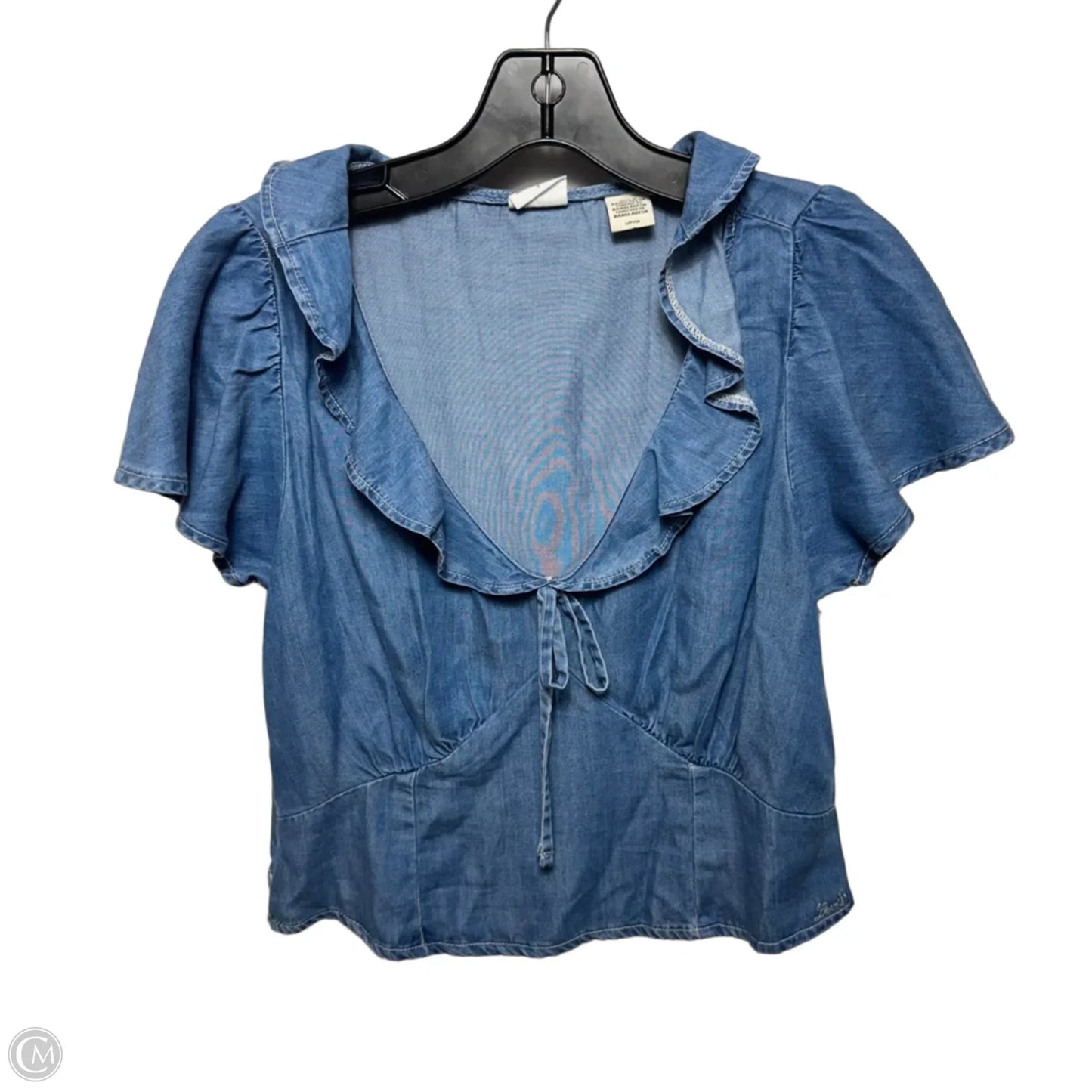 Top Short Sleeve By Levis In Blue Denim, Size: S