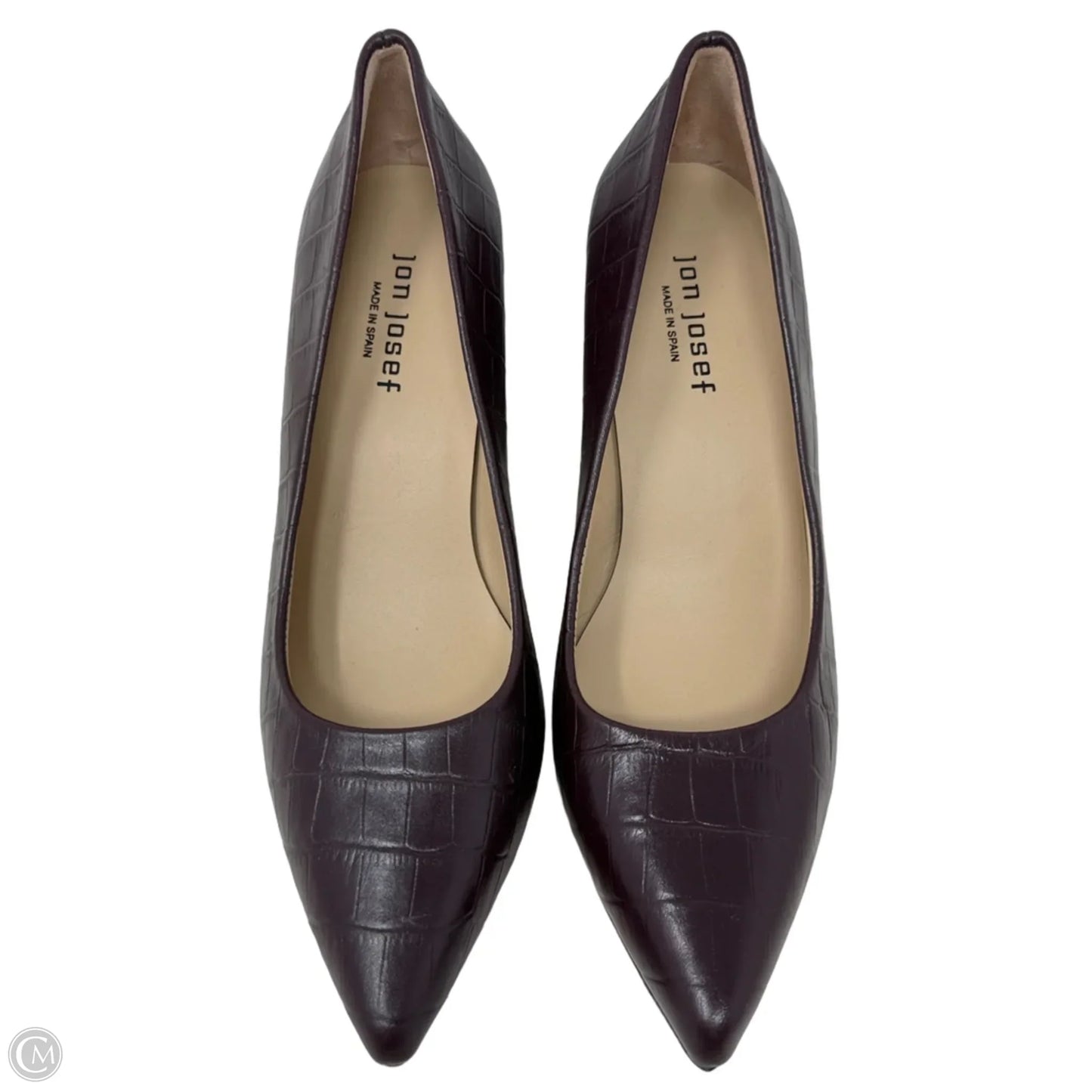 Jasmine Croc Embossed Leather Block Heel Pumps By Jon Josef In Dark Wine, Size: 9