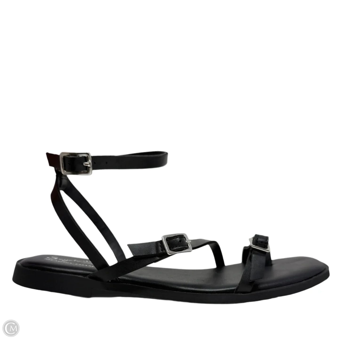 Strappy Leather Flat Sandals By Seychelles In Black, Size: 7