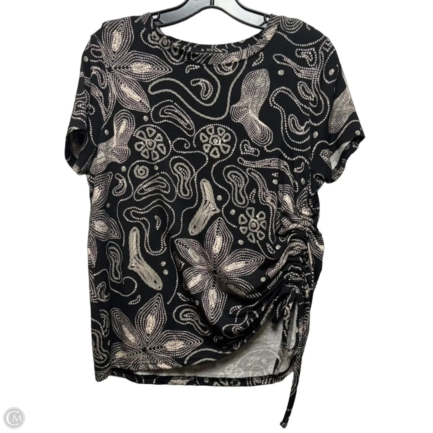 Top Short Sleeve By Tribal In Black & Cream, Size: S