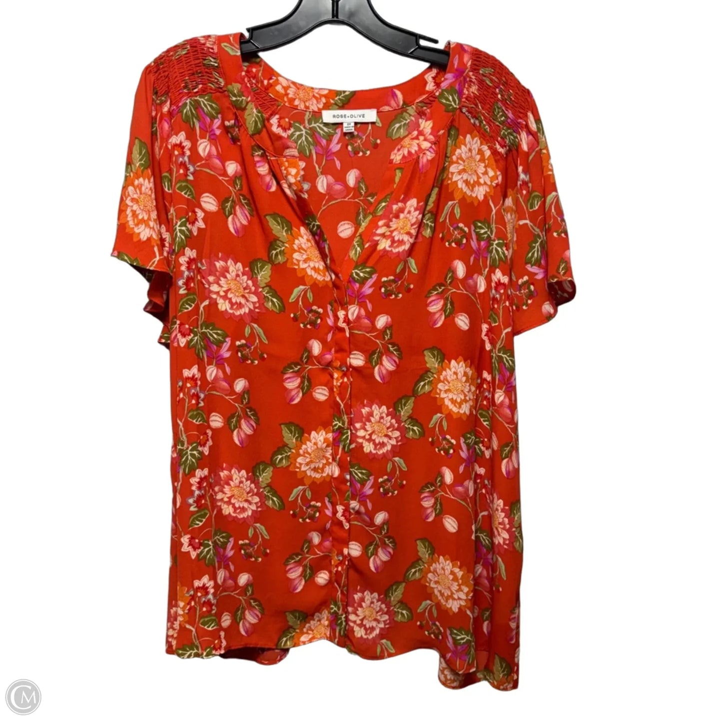 Top Short Sleeve By Rose And Olive In Floral Print, Size: 2x