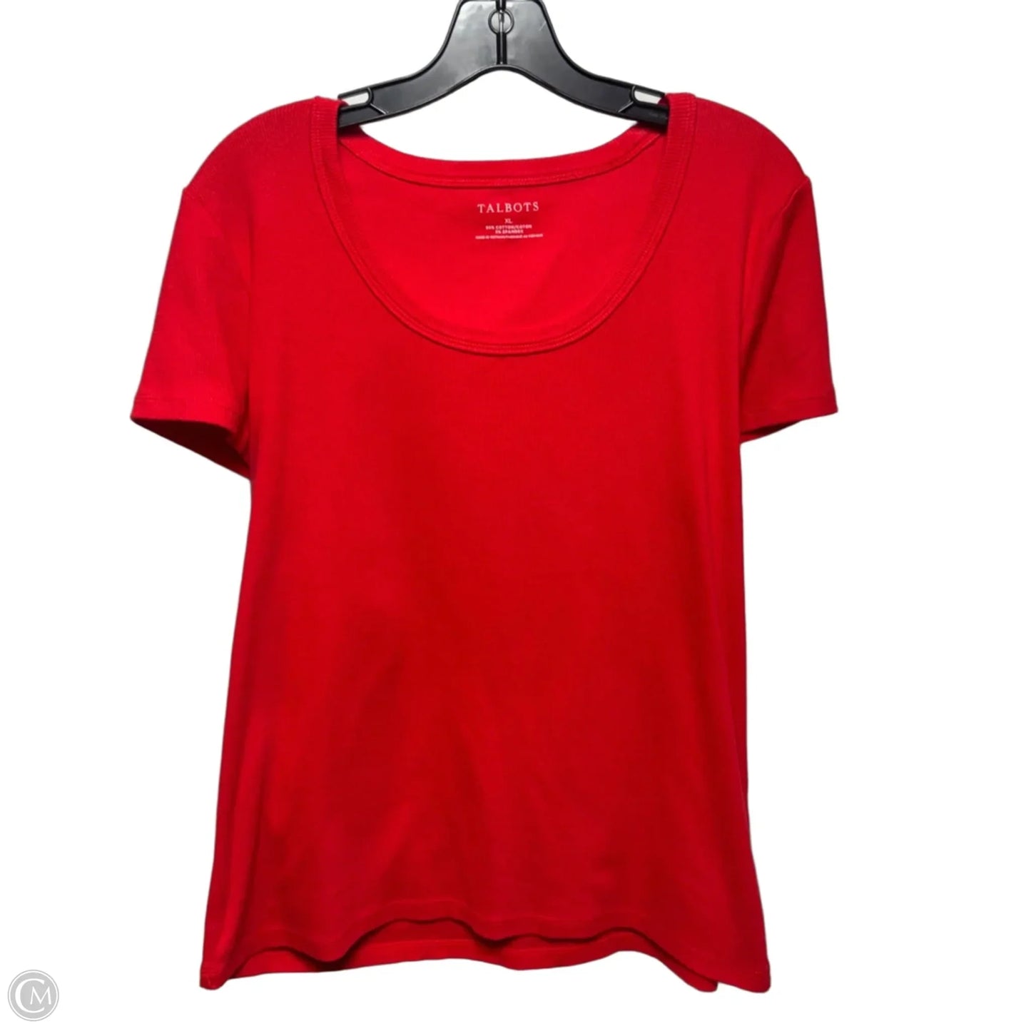 Rib Top Short Sleeve Basic By Talbots In Red, Size: Xl