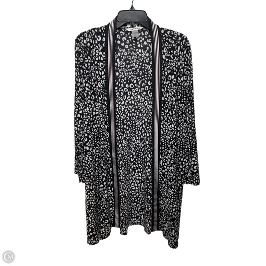 Leopard Print Open Front Sheer Cardigan By Nygard Peter In Black & White, Size: L