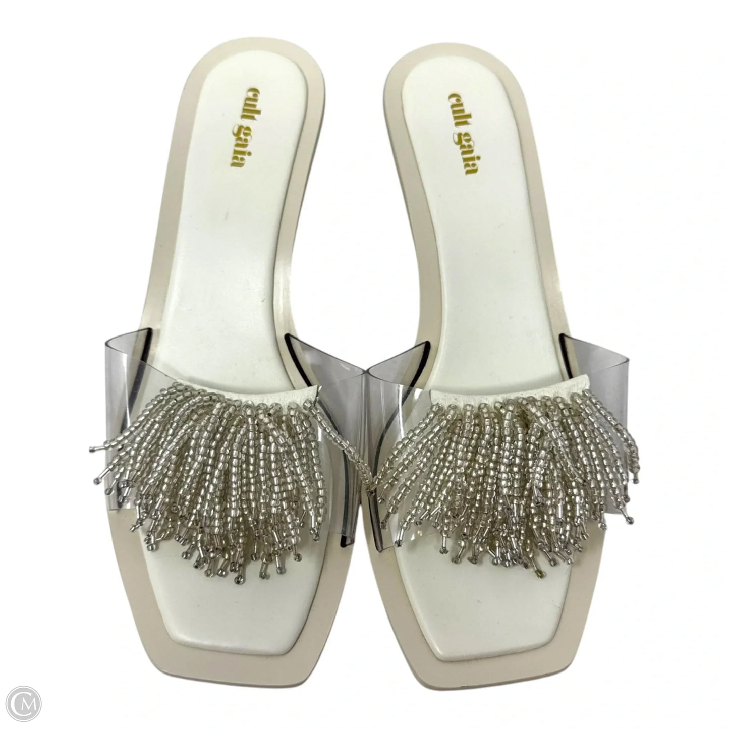 Uma Beaded Sandals Heels Kitten By Cult Gaia In Cream, Size: 12