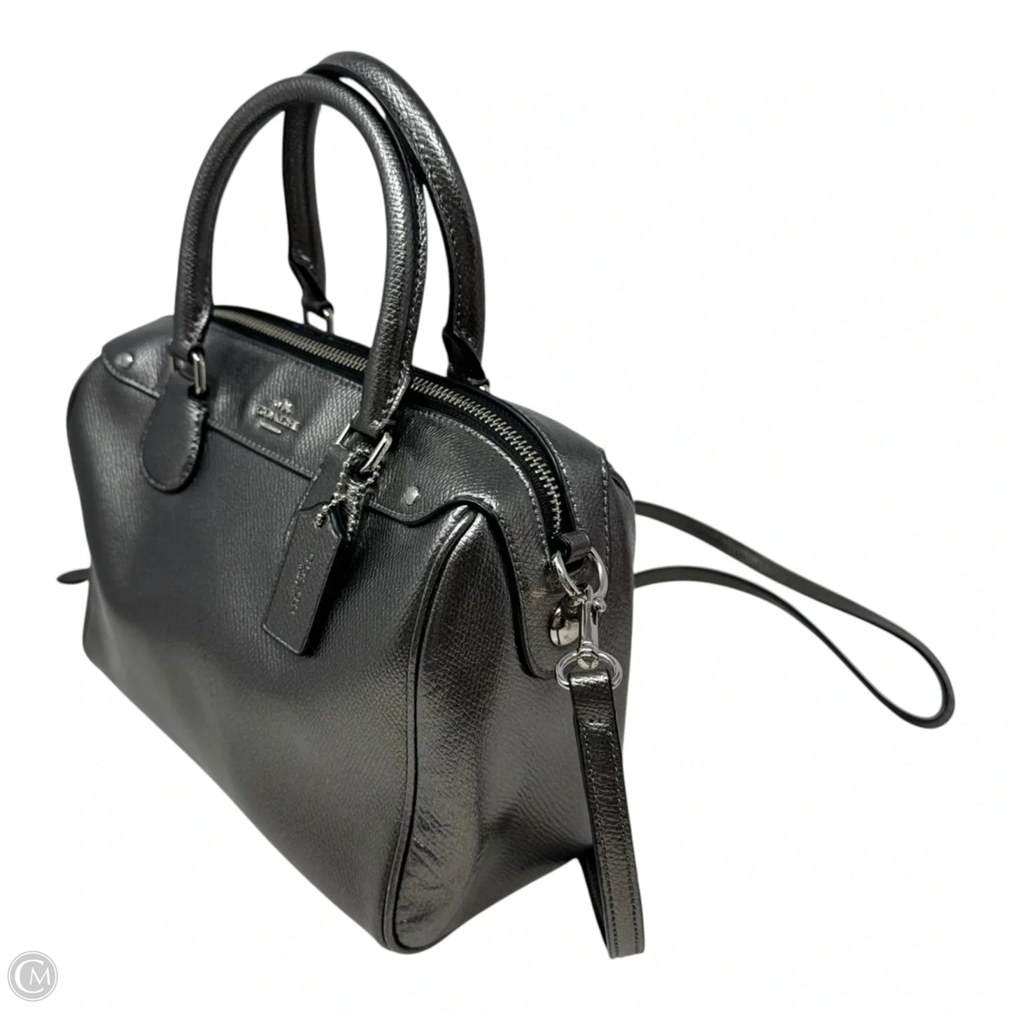 Metallic Bennett Satchel Handbag Designer By Coach, Size: Medium